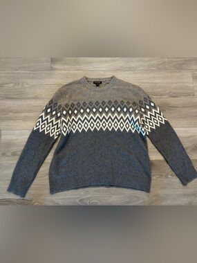 Italian Yarn Banana Republic  Gray and White Geometric Crewneck Sweater size XL